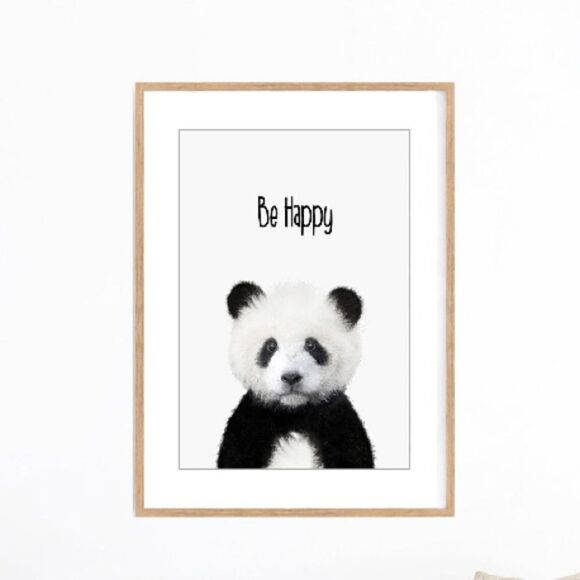 Panda Bear 🐼 Be Happy Print - Picture 1 of 3